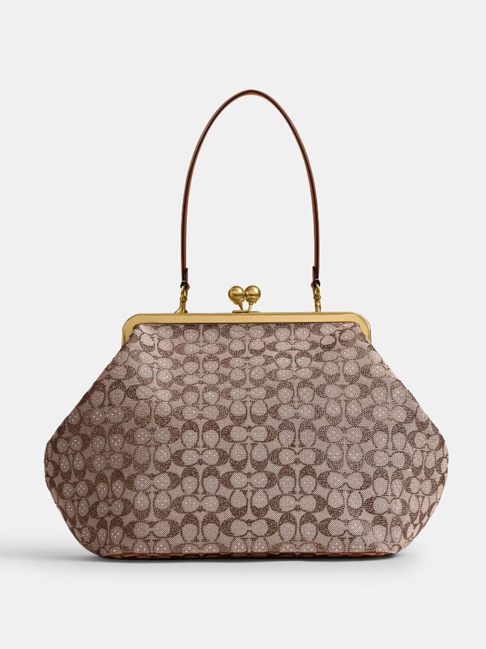 Coach Large Kisslock Frame Bag In Crystal Signature Jacquard